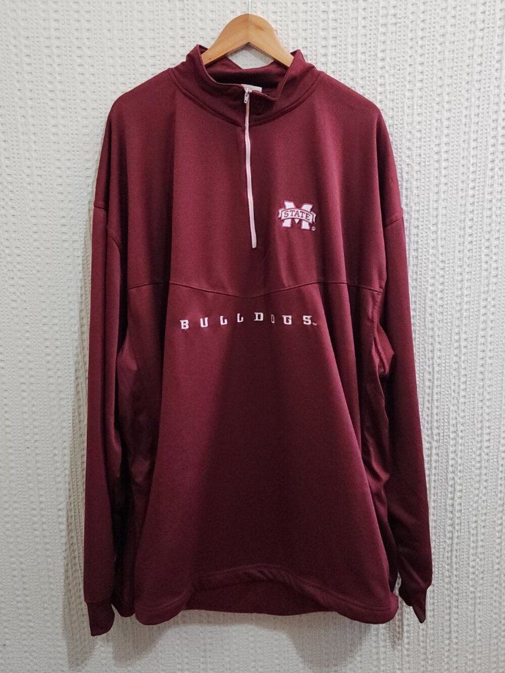 Mississippi State Bulldogs Quarter Zip Pullover 3XL Maroon Athletic Sweater - Picture 2 of 13